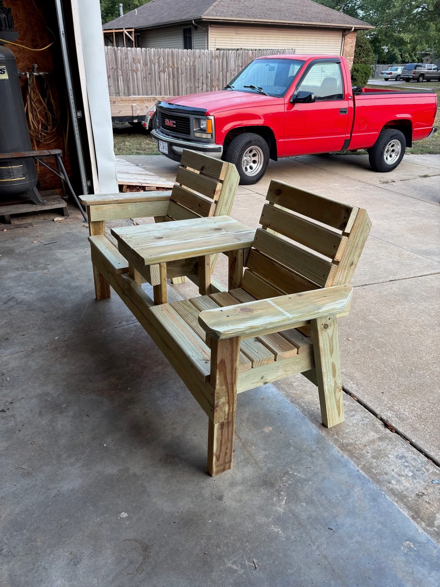 2 Seater Bench with table